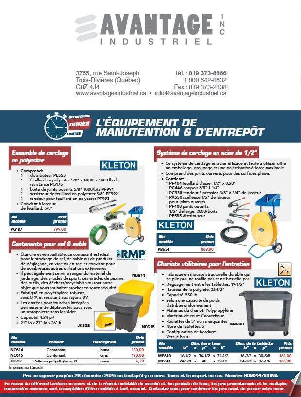 Promotion sur l'équipement de manutention & d'entrepôt