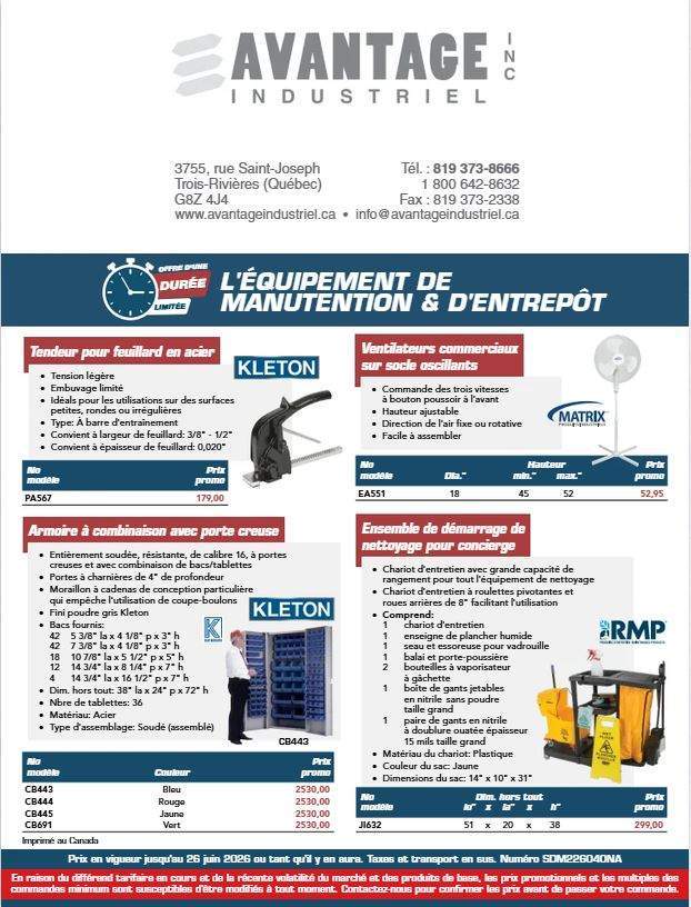 Promotion sur l'équipement de manutention & d'entrepôt